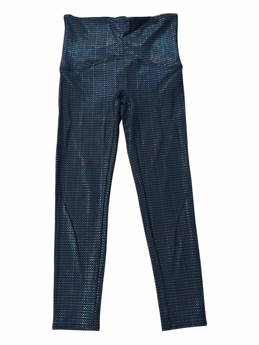 SPANX Black Leggings with Metallic Polka Dots